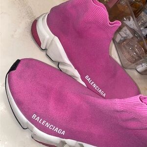 Balenciaga Women's Vibrant Pink Sock Sneakers
